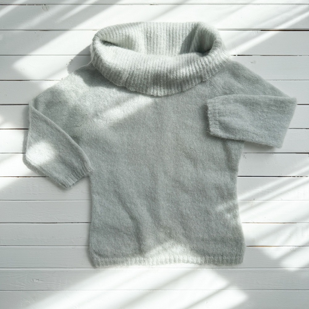Rafaella gray green y2k vtg mohair wool cowl neck sweater size S